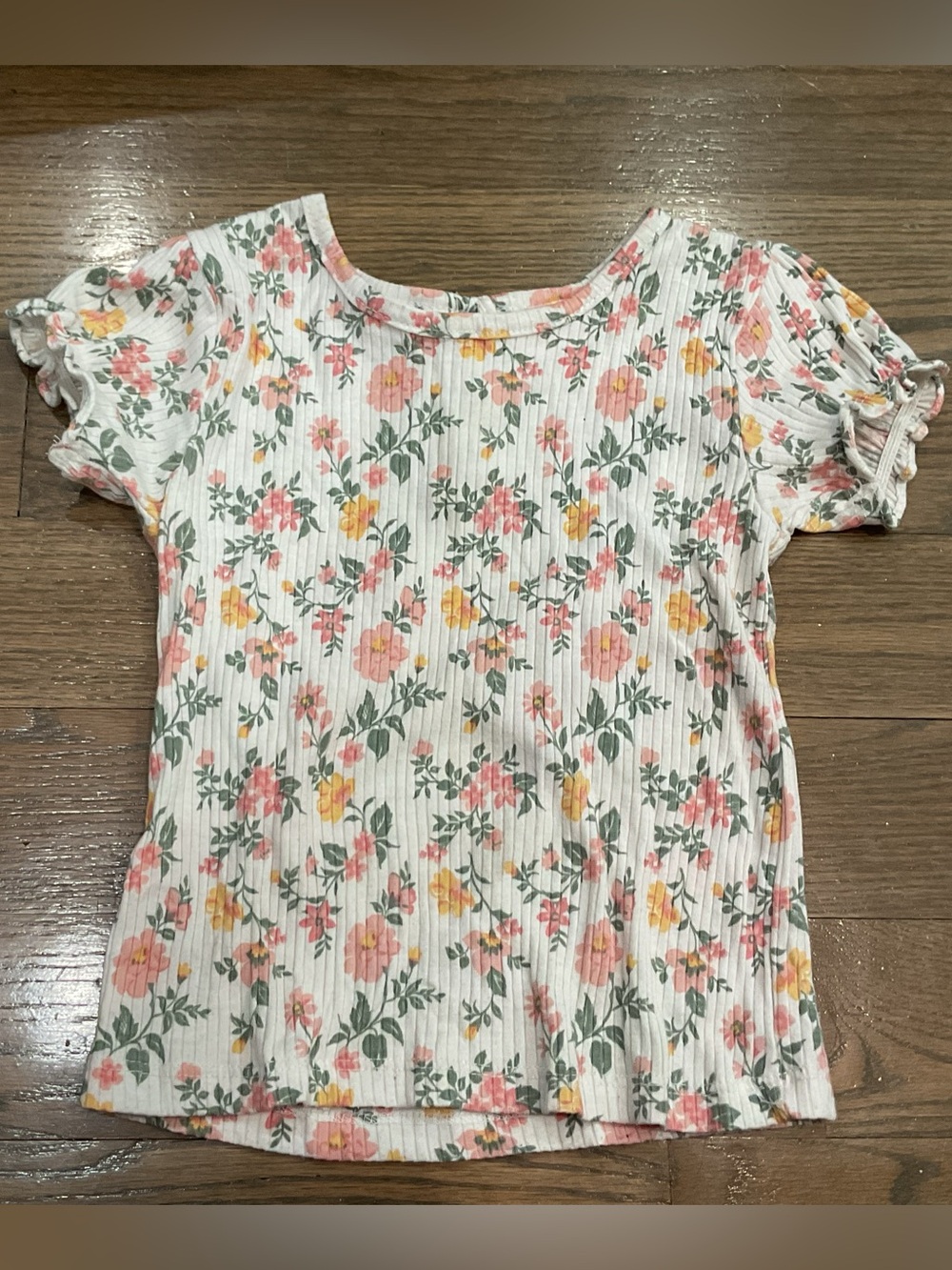 Little Lass Girls Floral Top Size 6X Yellow & Pink Like New
